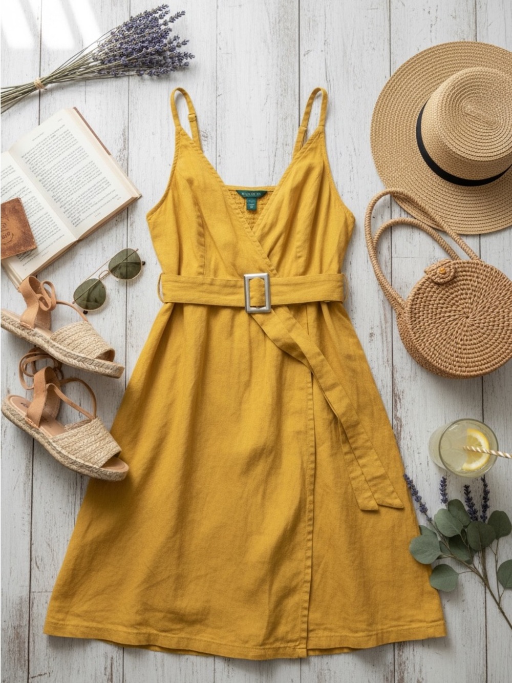 Wild Fable Mustard Yellow Belted Sundress